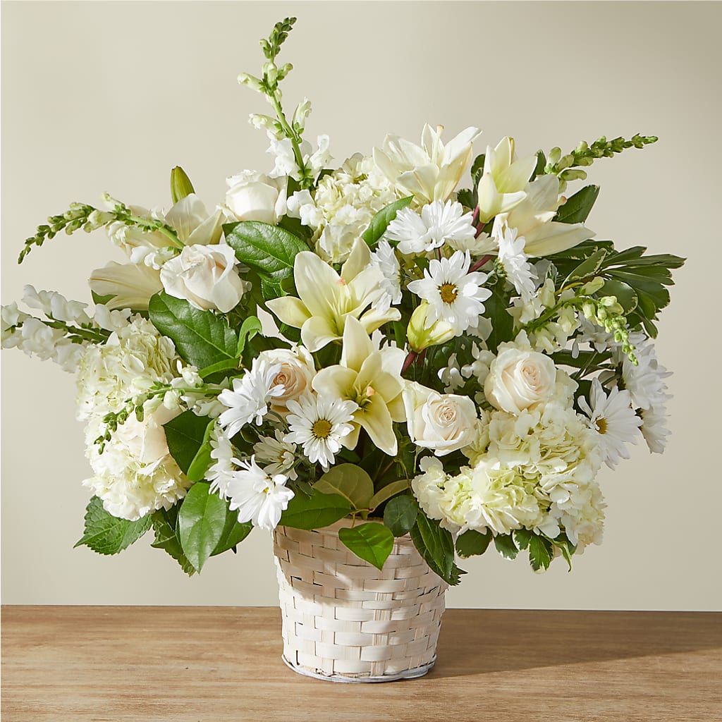 Ivory Elegance Floral Basket – ANNA'S FLOWERS & GIFTS, West Long Branch NJ