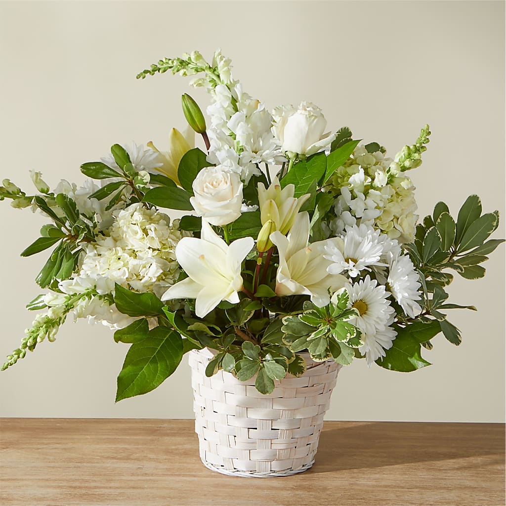 Ivory Elegance Floral Basket – ANNA'S FLOWERS & GIFTS, West Long Branch NJ